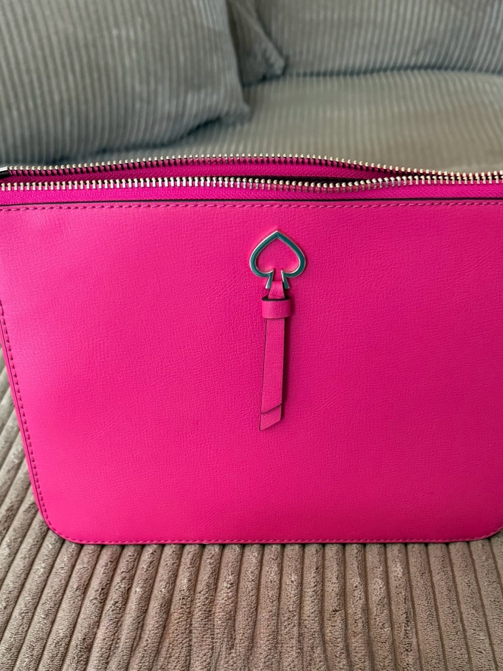 kate spade Hot Pink Leather Crossbody with Silver Spade Detail